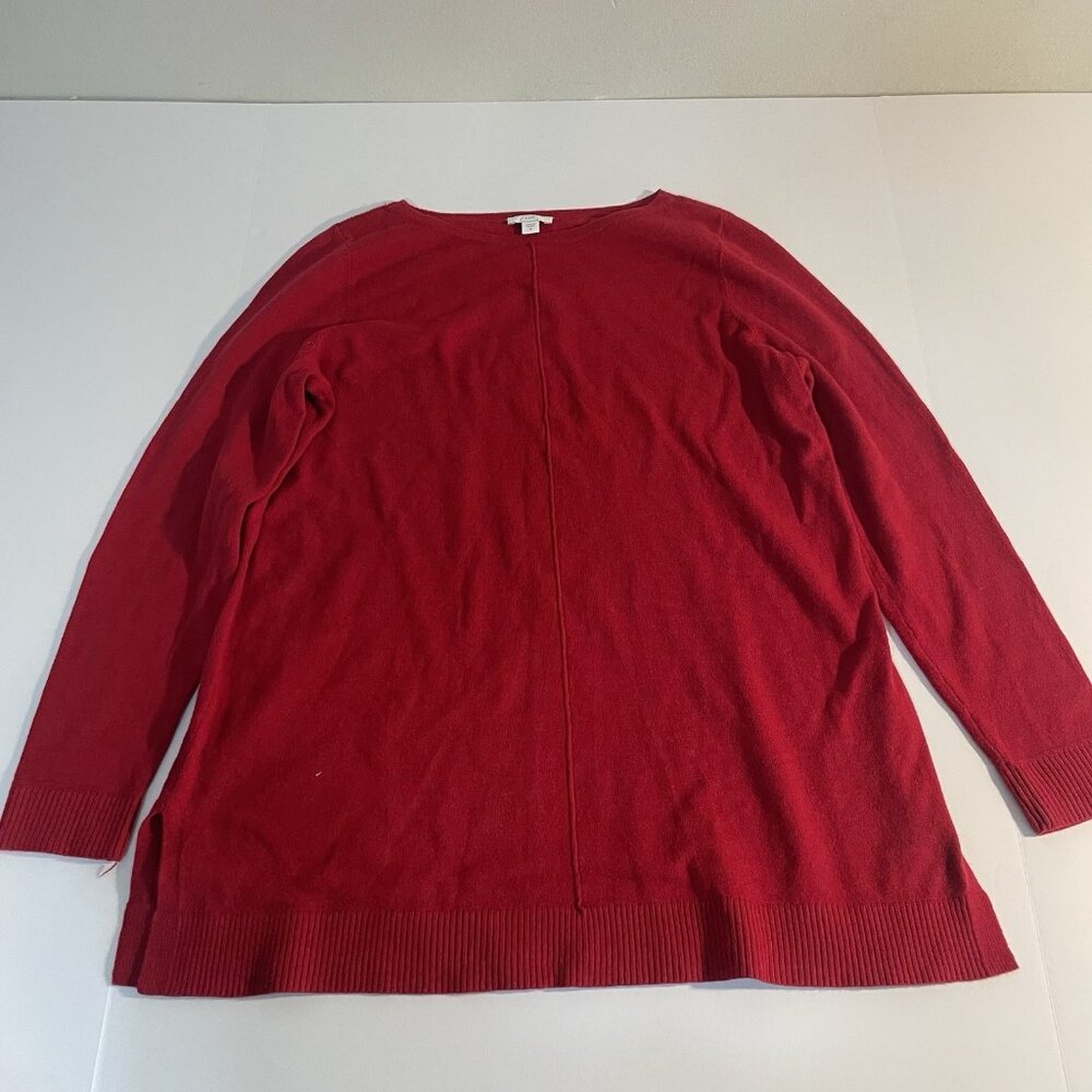 J Jill Sweater Womens Red Tunic‎ Light Sweater Long Sleeve Christmas Medium M